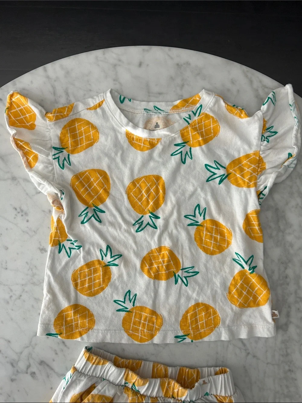 GAP White Pineapple Print Pajama Set - Yellow & Green